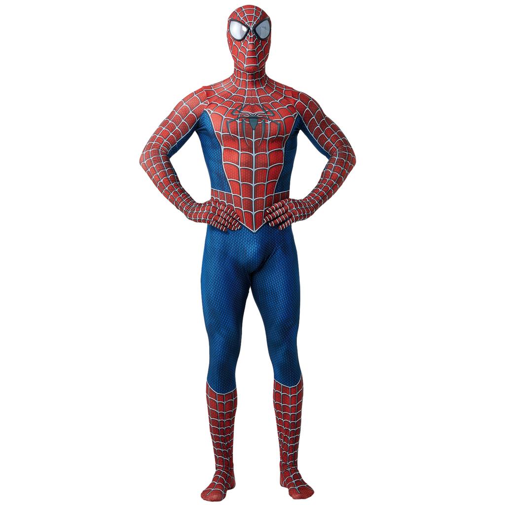 CHALAN Spider Halloween Detachable Full Body Zentai Suit with Face American Comic Adult Cosplay Halloween Type L Costume, Mask, Hero, Zippered,