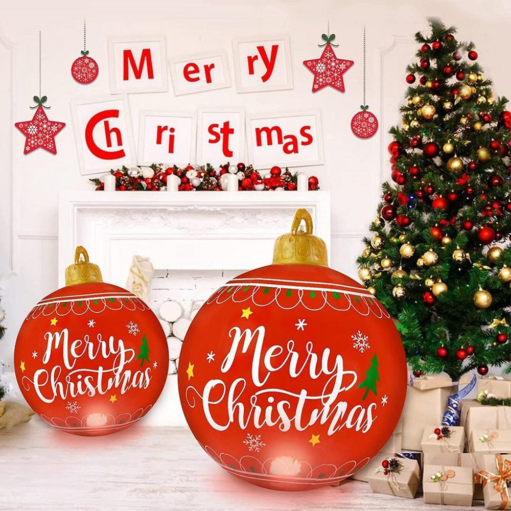 Inflatable Christmas Yard Decorations 24 Inch Ball Christmas Ornament With Light 16 Colors Giant Ornament For Garden Lawn Yard