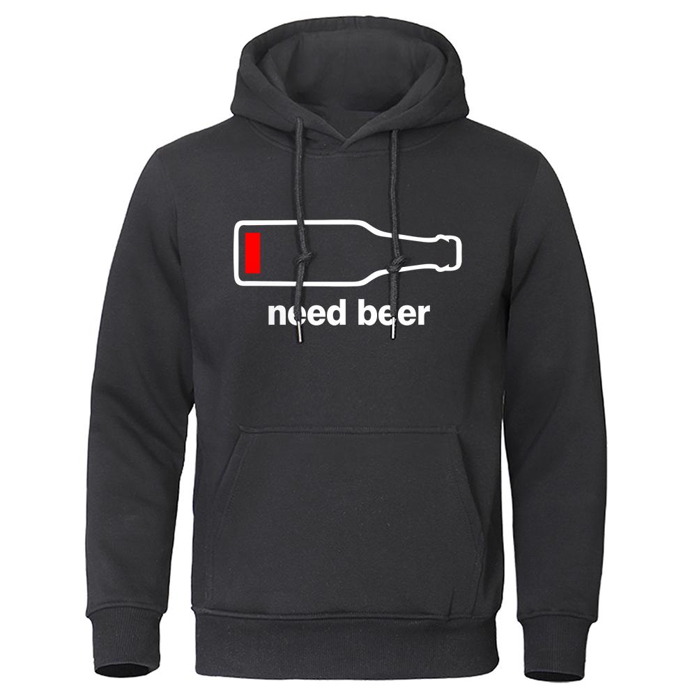 Need Beer An Empty Beer Bottle Printing Hoodie Mens Hip Hop Fashion Streetwear Casual Warm Clothing Loose Pullovers Men Hoodies