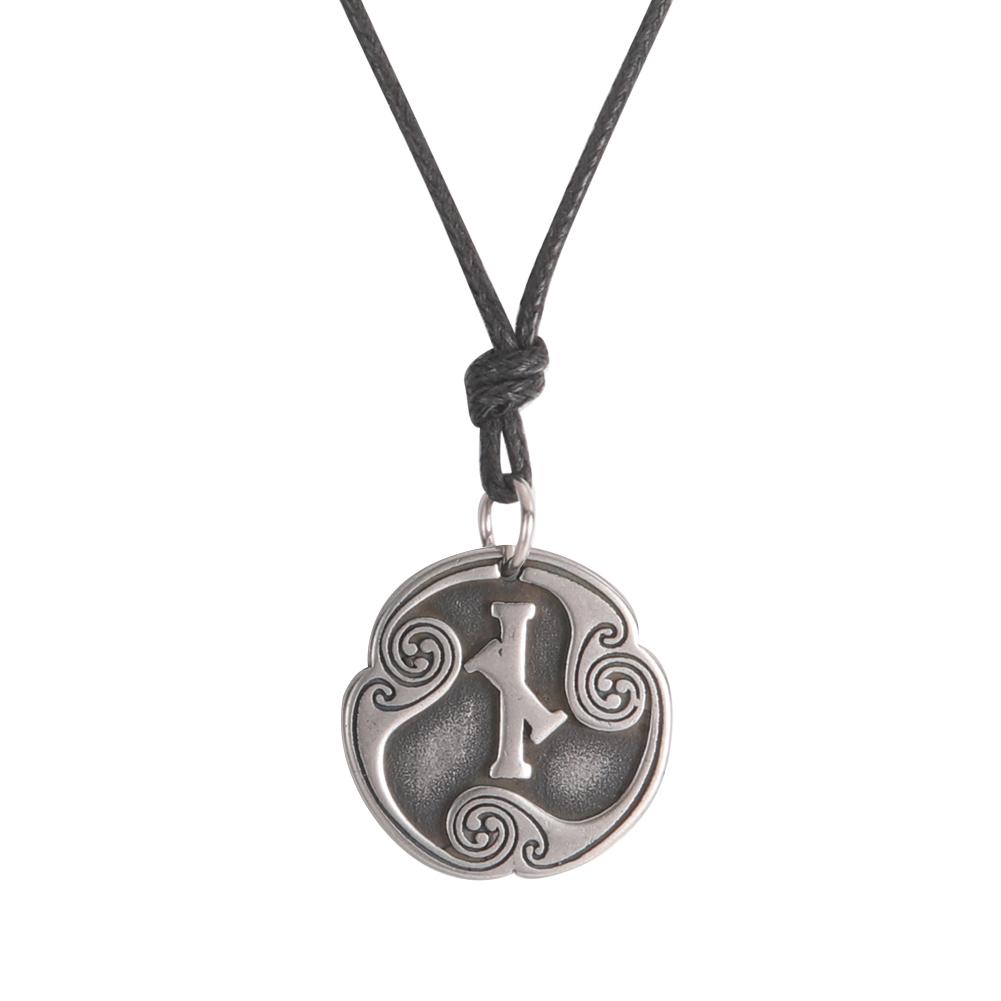 Retro Mysterious Runes Necklace Viking Jewelry Rope Chain Adjustable Necklaces Stainless Steel Pendant Amulet Jewelry