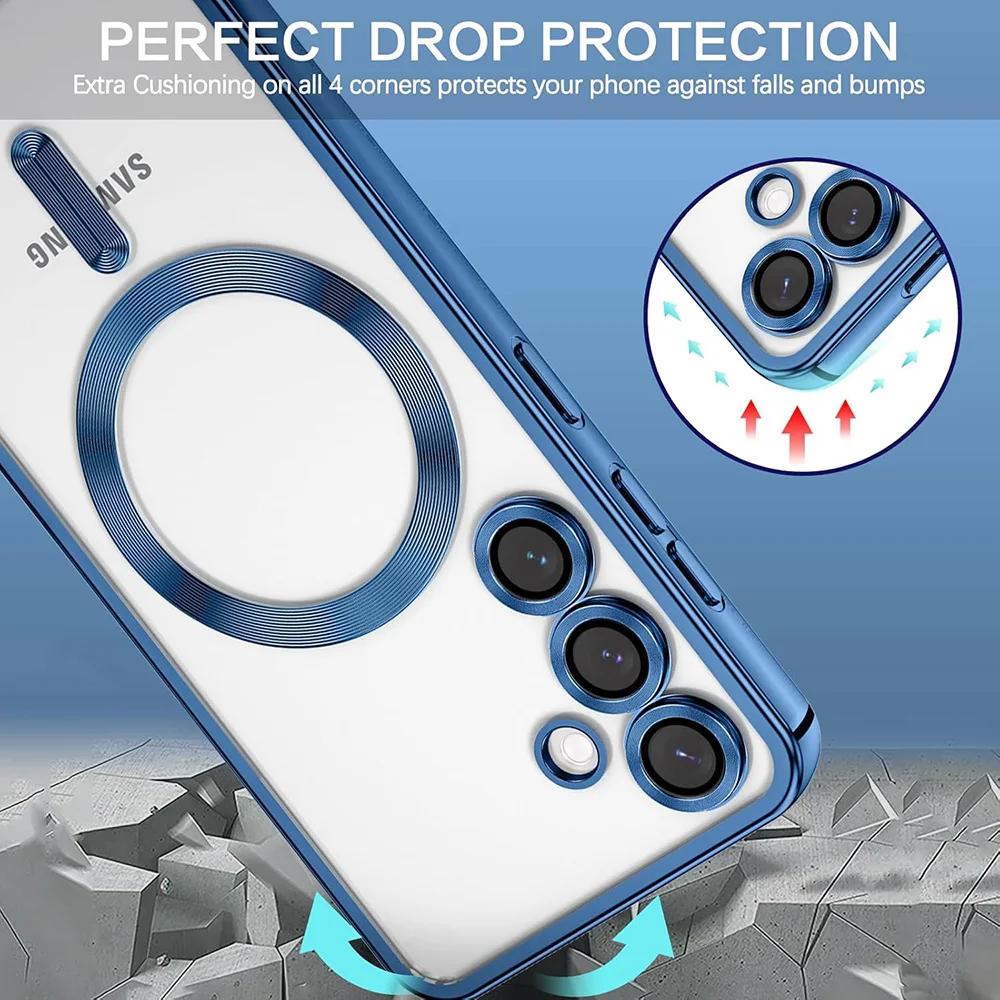 Funda Magnética de Lujo Para Magsafe Para Samsung Galaxy S26 S25 Edge S24 FE S23 S21 Plus Ultra Chapado Silicona Transparente Suave