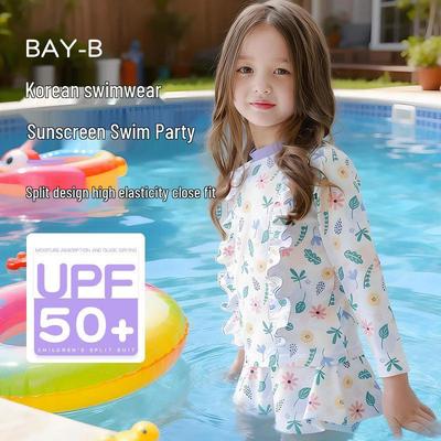 BAYB Toddler Girls' Two-Piece Short Sleeve Quick Dry Swimsuit with Sun Protection
