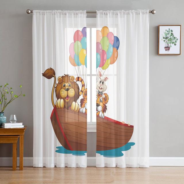 Wilder Tiger, der im Schnee spaziert, Winter-Tüllvorhänge für Wohnzimmer-Dekoration, Chiffon, durchsichtiger Voile-Vorhang für Küche und Schlafzimmer