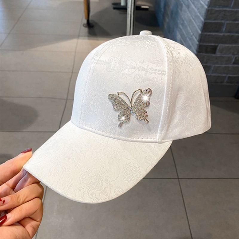 Kšiltovka Rhinestone Butterfly Dámské Jaro Léto Univerzální Klobouk se slunečníkem Krajkový vzor Kšiltovka