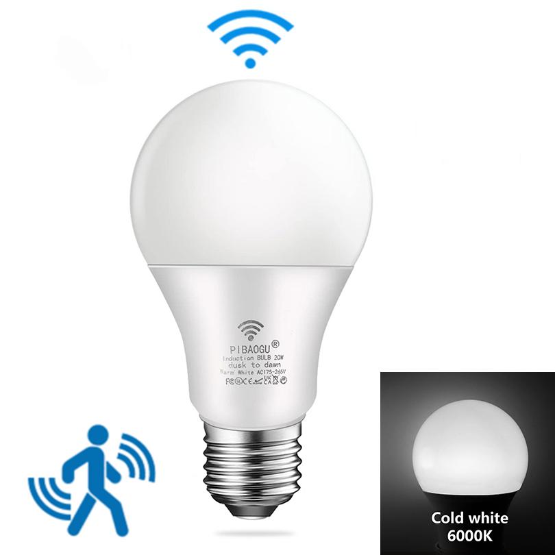 6PCS 220V PIR Motion Sensor Lamp 9W 12W 15W 18W LED Bulb with Motion Sensor Infrared Radiation Motion Detector Security Light 6W
