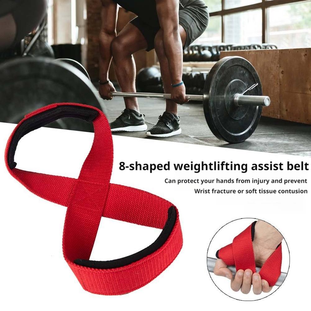 2PCS Padded Figure 8 Straps Deadlift Weight Lifting Workout Fitness Horizontal Gym Wrist Straps Y1P7