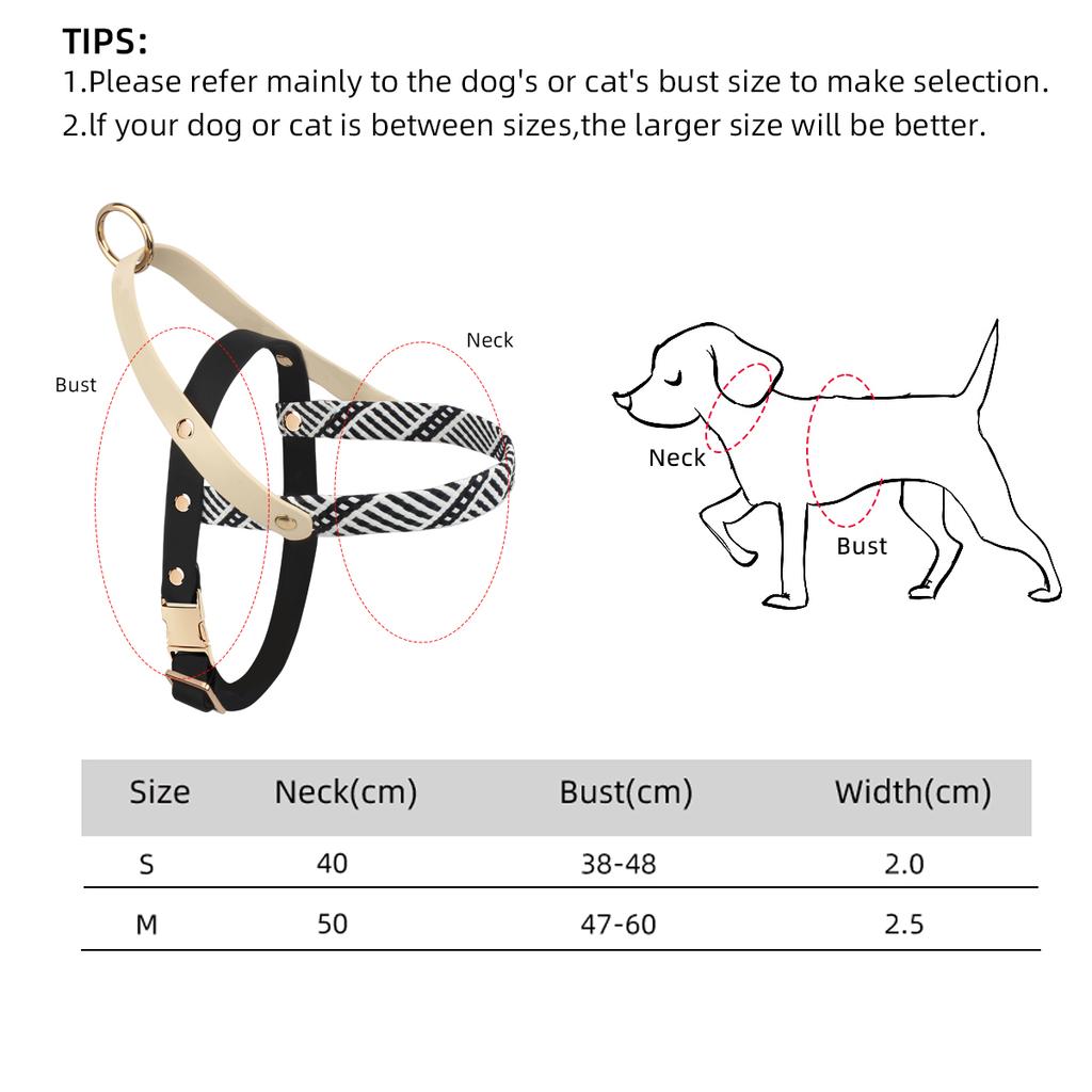 Dog Walking Simple Style Harness Pet Supplies Fashionable Black & White Striped Chest Harnesses And Leashes Set For Running Dog
