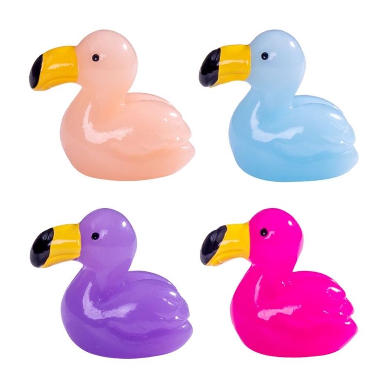 Pack of 10 Small Flamingo Duck Figurines Colorful Resins Miniature Figures Toy for Garden Landscape and Fishtank Decors