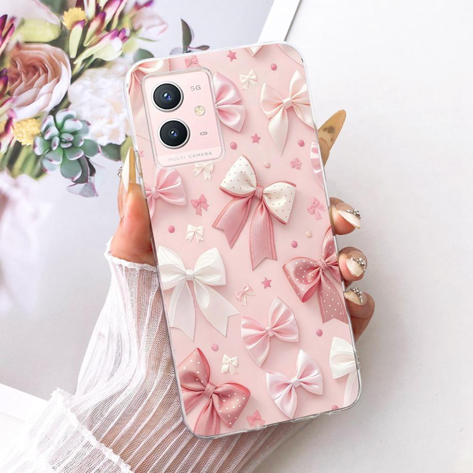 For Vivo Y33s Y55s Y55 Y75 Y21 Y21s Y21G Y21E Y21A Phone Case Floral Butterfly Bow Cat Dragon Bumper Soft Clear Silicone Cover