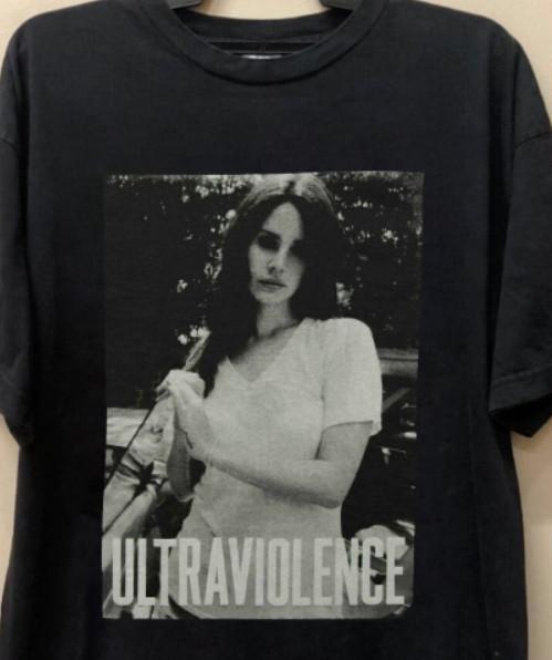 Редкая черная унисекс футболка Lana Del Rey Ultraviolence Подарок для фаната Хлопковая унисекс футболка XXXL