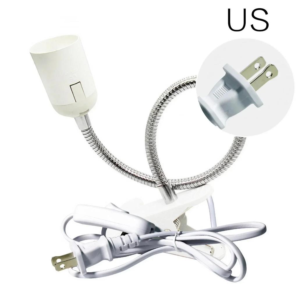 E27 Holder Lamp Bases EU US Plug 360 °Flexible Desk Lamp Socket Clips Gooseneck Clip-on Cable Plant Power On Switch for Home