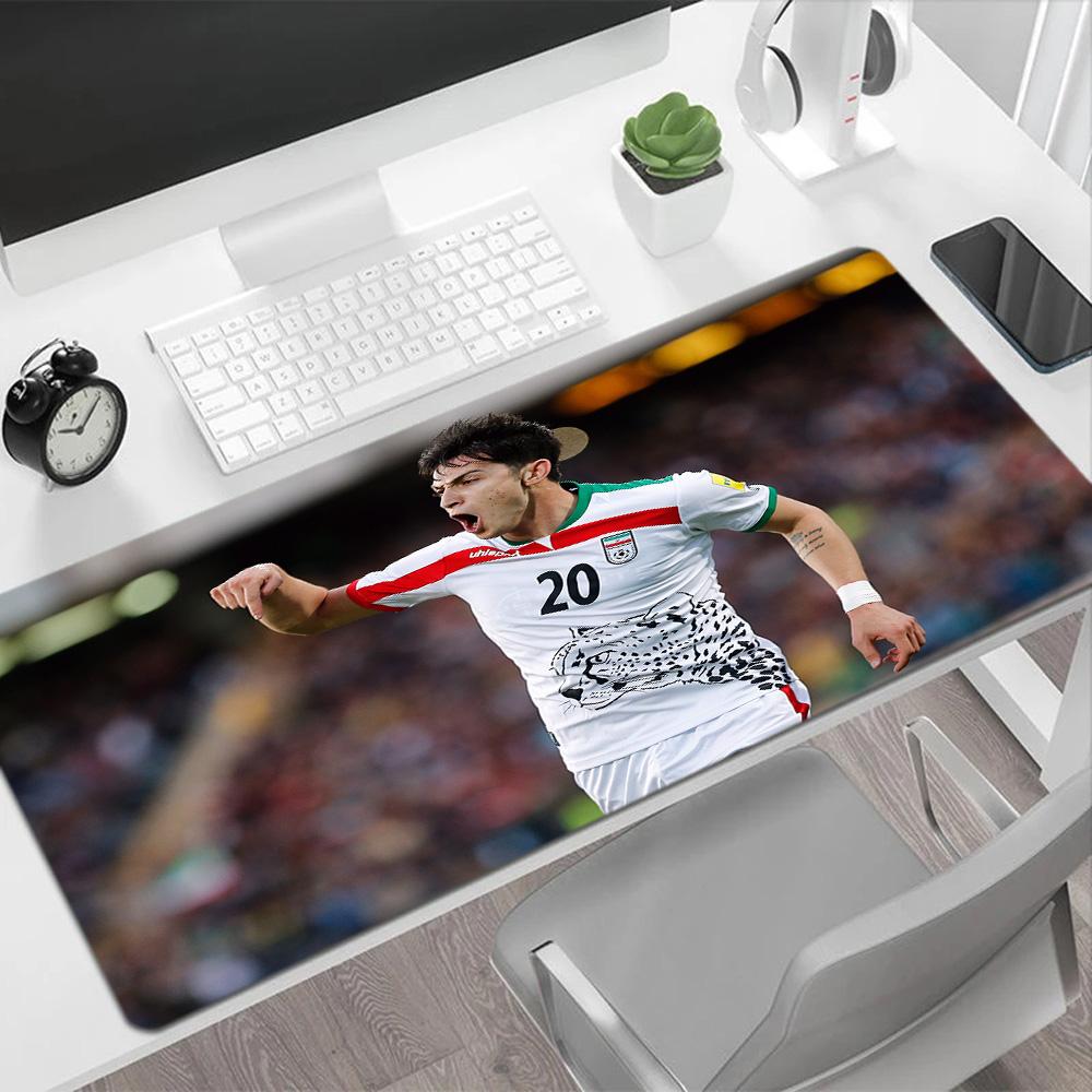 Iranian Football Player Large Mouse Pad Office Mouse Mats Study Desk Mat Non-Slip Rubber Base Computer Desk Office Decoration Accessory
