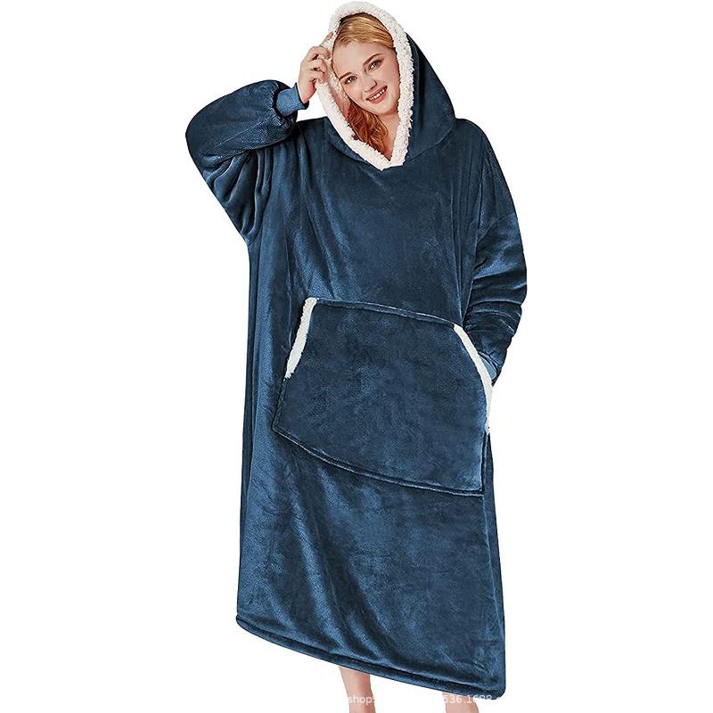 

Осень и Зима Плюс Длинное Утолщенное Ленивое Одеяло для Сохранения Тепла и Холода С Капюшоном ТВ Одеяло Фланель Овечья Шерсть Ночная Рубашка 120cm