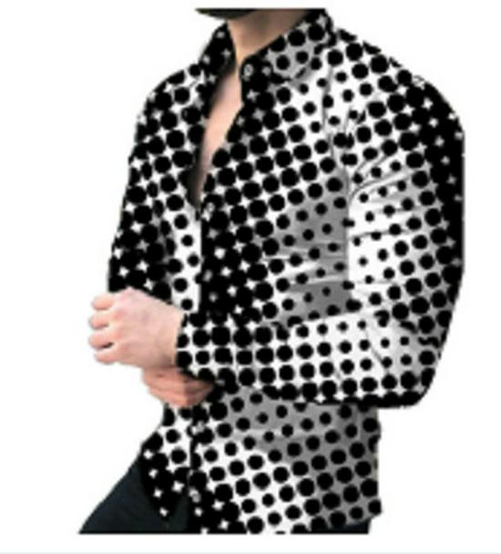 Wish2024 Men's 3D Print Polka Dot Long-Sleeved Shirt - European & American Style