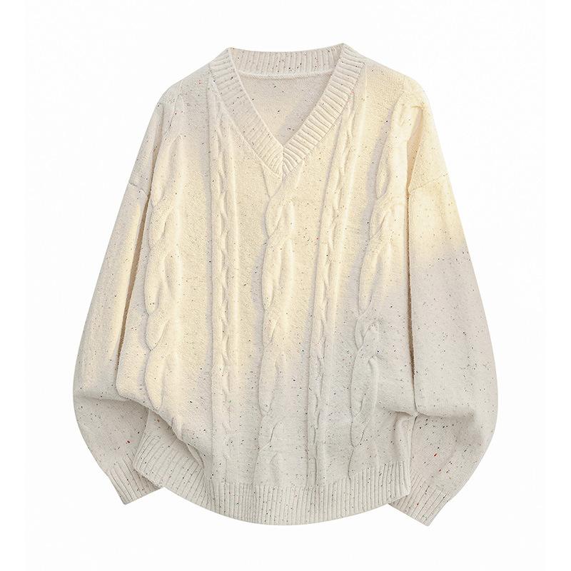 

Pullovers Long Sleeves Sweaters Unisex Jumper Paragraph V-neck Top Twisted Striped Pullover Autumn Winter Couples Paragraph Bottoming Knit Sweater M