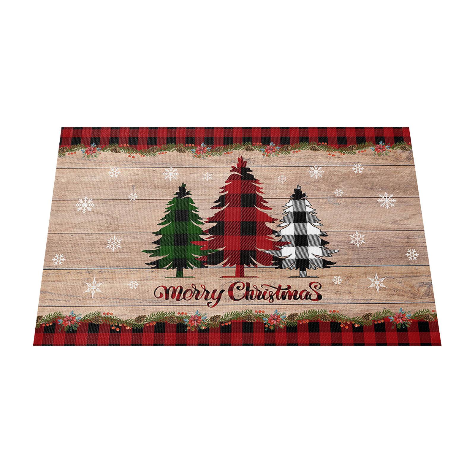 

Веселая Рождественская клетчатая новогодняя елка снежинка льняная салфетка для украшения стола One Size