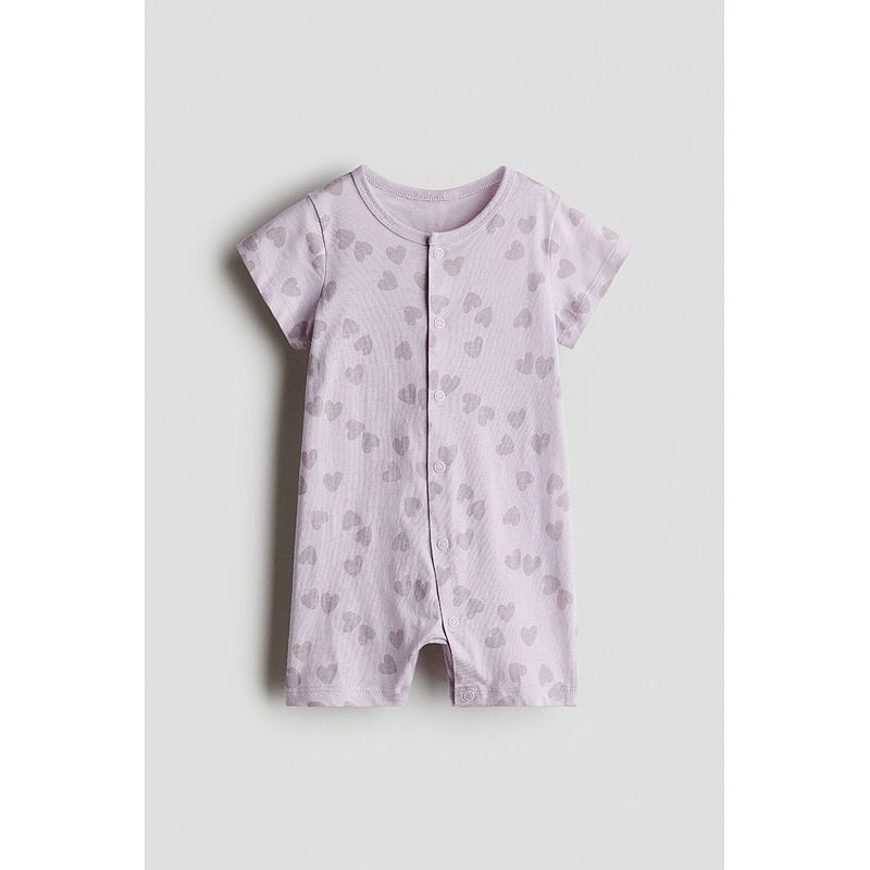 

HM Детская одежда Домашняя одежда для маленьких девочек 2025 Лето Новое поступление Принт круглый вырез короткий рукав шорты Цельная пижама 1283148