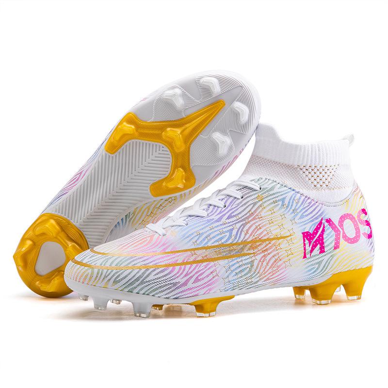 Football Shoes Men's Mandarin Ducks Long Nails High-top Students Artificial Grass Competition Training Shoes