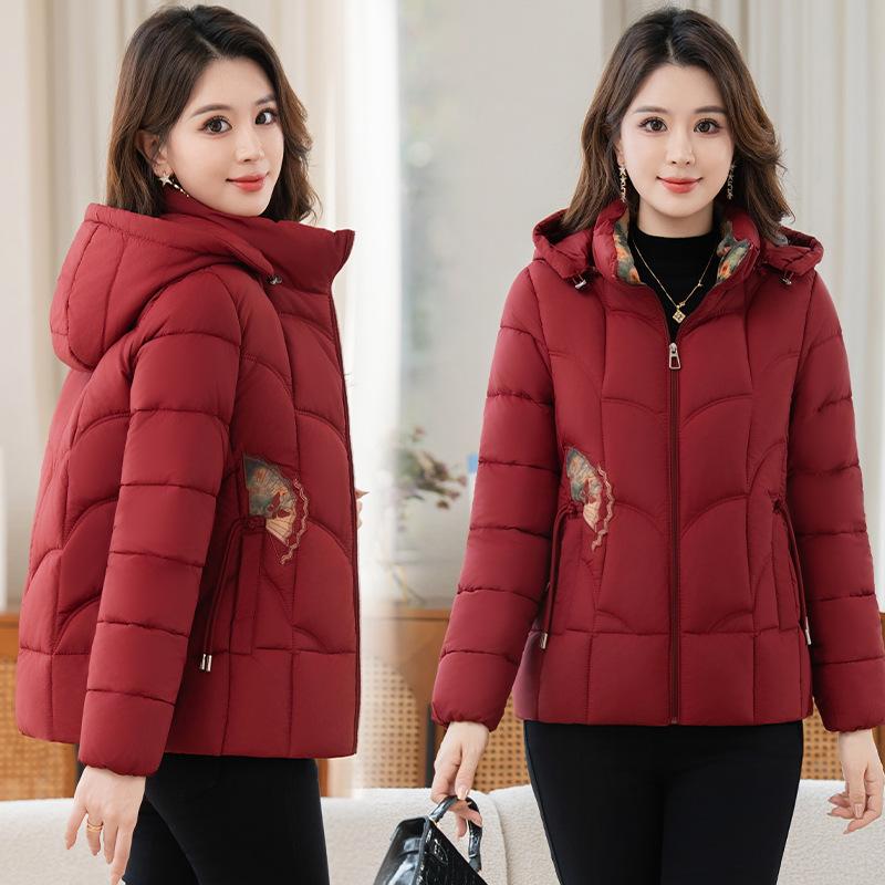 Grandma's Winter Cotton-padded Coat for Middle-aged and Elderly Women, Thickened Mom's Down-padded Coat, Old Lady's Hooded Clothes