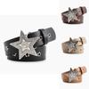 Fashion Womens Leather Belt With Star Pattern And Metal Buckle For Casual And Office Wear