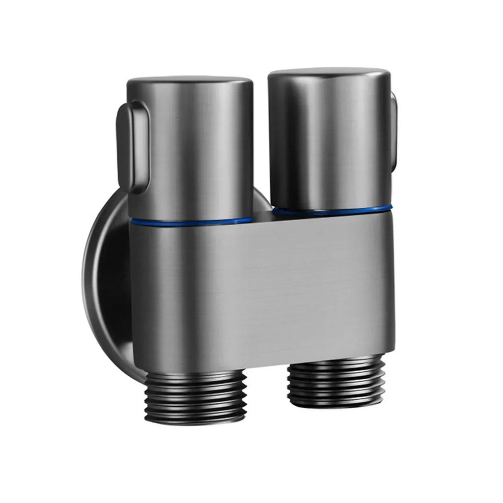 G1/2 Mini Multi-function Faucet, Brass 1 Into 2 Out Dual Control Washing Machine Chrome/Gray Tap Three-way Triangle Valve