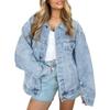Giacca di Jeans da Donna Giacca di Jeans Manica Lunga Bottone Grande Giacca alla Moda Autunno Nuovo