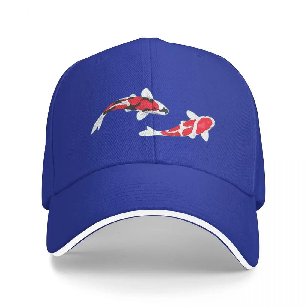 Koi Fish Kuhaku Showa Sanke Koi Fish Design Black Background Baseball Cap Military Tactical Cap Cute Men's Luxury Women's