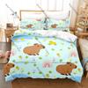 Cartoon Capybara Bettwäsche Set Einzelbett Zweibettbett Vollgröße Queen Size King Size Bettwäsche Set Schlafzimmer Bettbezug Sets Anime Bettlaken Set