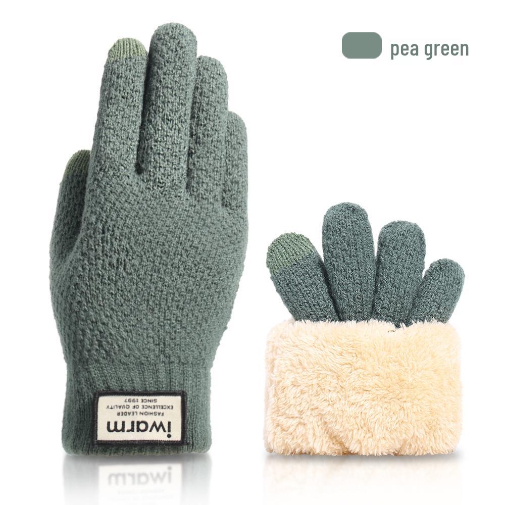 Men's Winter Touchscreen Wool Knit Gloves - Thickened Velvet Lining for Outdoor Cold Protection