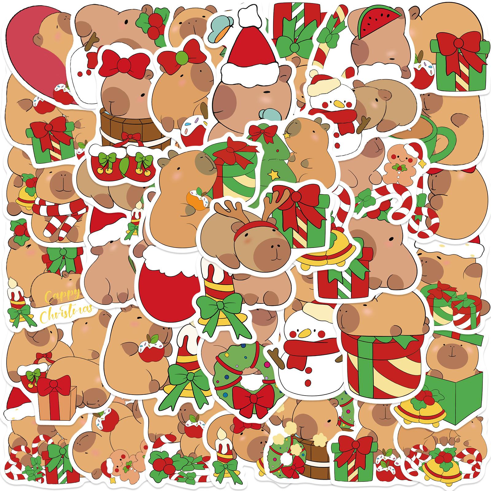

50pcs Cute Christmas Capybara Graffiti Stickers DIY Phone Guitar Laptop Suitcase Cup Waterproof Cartoon Sticker Kids Toys