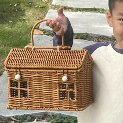 Gift Wrapping Basket Woven Rattan Decorative Handwoven Portable Shelf Organizer Picnic