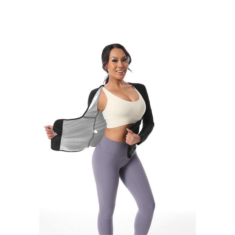 Women's Waist-Cinching Long-Sleeve Body Shaper Sweat Suit for Fitness and Yoga