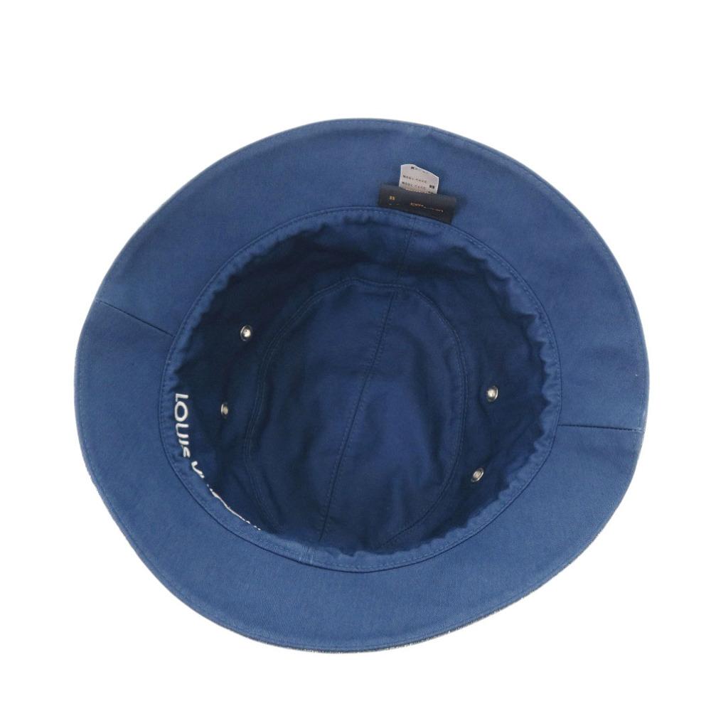 Used AUTHENTIC LOUIS VUITTON M78772 Bucket Hat Monogram Essentials Blue Cotton