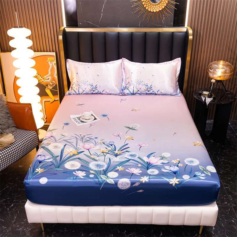 Ice Cooling Fitted Sheet - Cartoon Printed Funda De Colchón For Queen/King Beds, Smooth Kids Bed Protector (No Pillowcase)