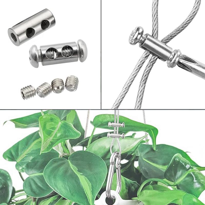 1-4mm Adjustable Steel Wire Rope Buckles Clamp for DIY Lamp Hanging Clamps Telescopic Double Hole Thread Locker Clamps