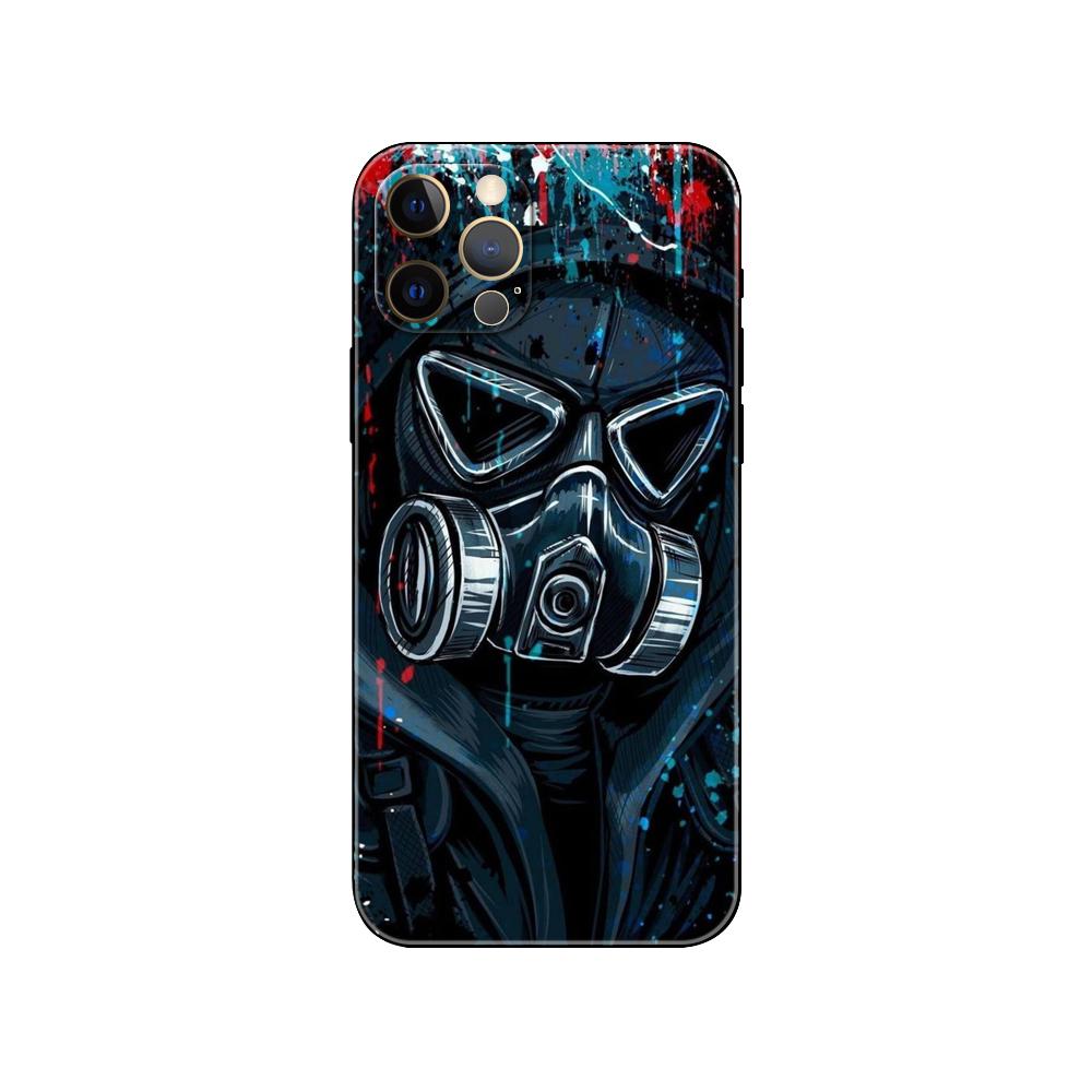 Custodia per telefono Cool Man Antigas mask per iphone 5 5s 2020se 6 6s 7 8 plus x 10 XR XS 11 12 13 mini pro MAX cover posteriore in tpu nero