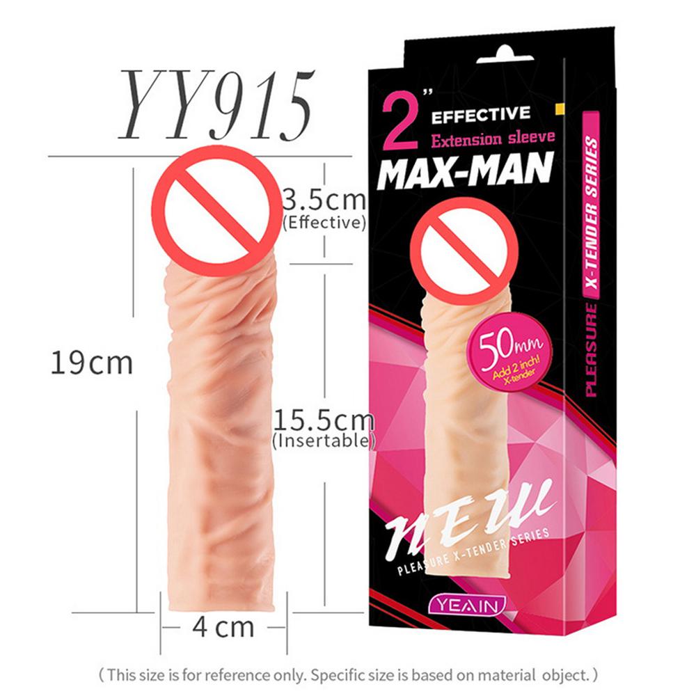 Reusable Penis Sleeve Extender Realistic Penis Condom Silicone Extension Sex Toy for Men Cock Enlarger Condom Sheath Delay