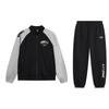 Li Ning Retro Color Block Baseball Collar Loose Comfortable Long Sleeve Jacket Casual Sports Suit Men Suit AJDT625-3+YKLU208-1
