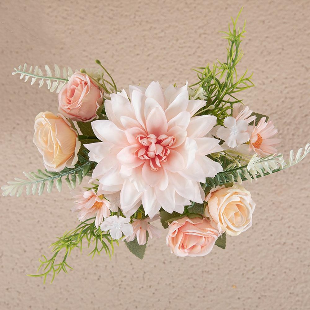 Plastic Artificial Dahlia Rose Flowers Realistic Fake Flowers  Living Room Decor