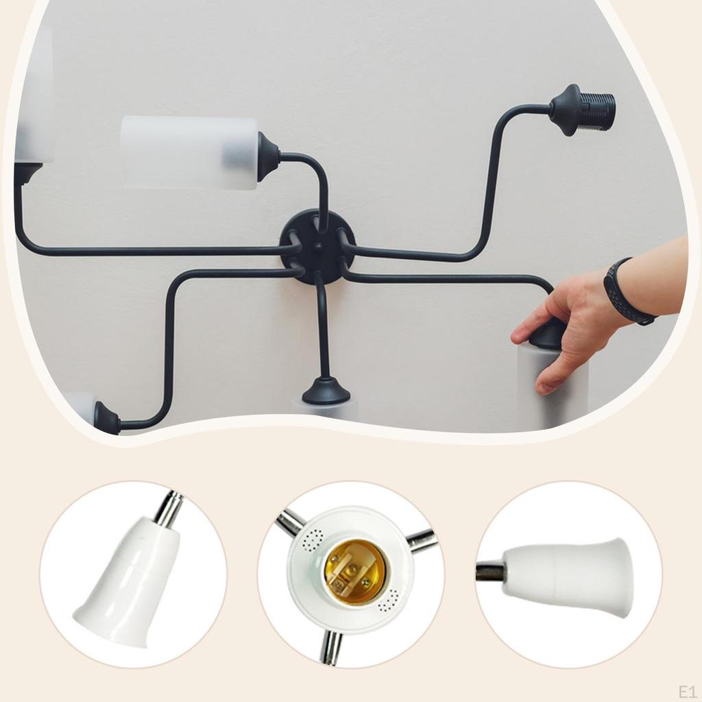 E27 Light Holder Splitter Adapter Degree Rotatable Replacement Portable for Exhibitions Bulb Lamp
