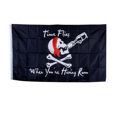 90*150Cm  Skull Jolly Roger Pirate Flags The Time Flies Halloween Decor Gift
