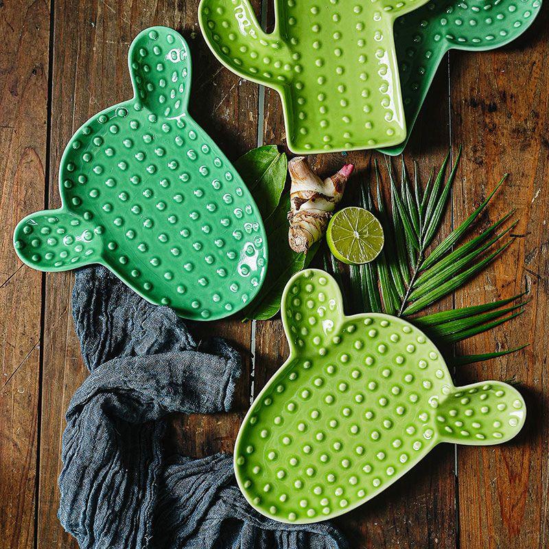 

Тарелка для завтрака Креативная тарелка для дим-самов Малахитово-зеленая керамическая обеденная тарелка Тайская простая посуда в тематике тропического леса