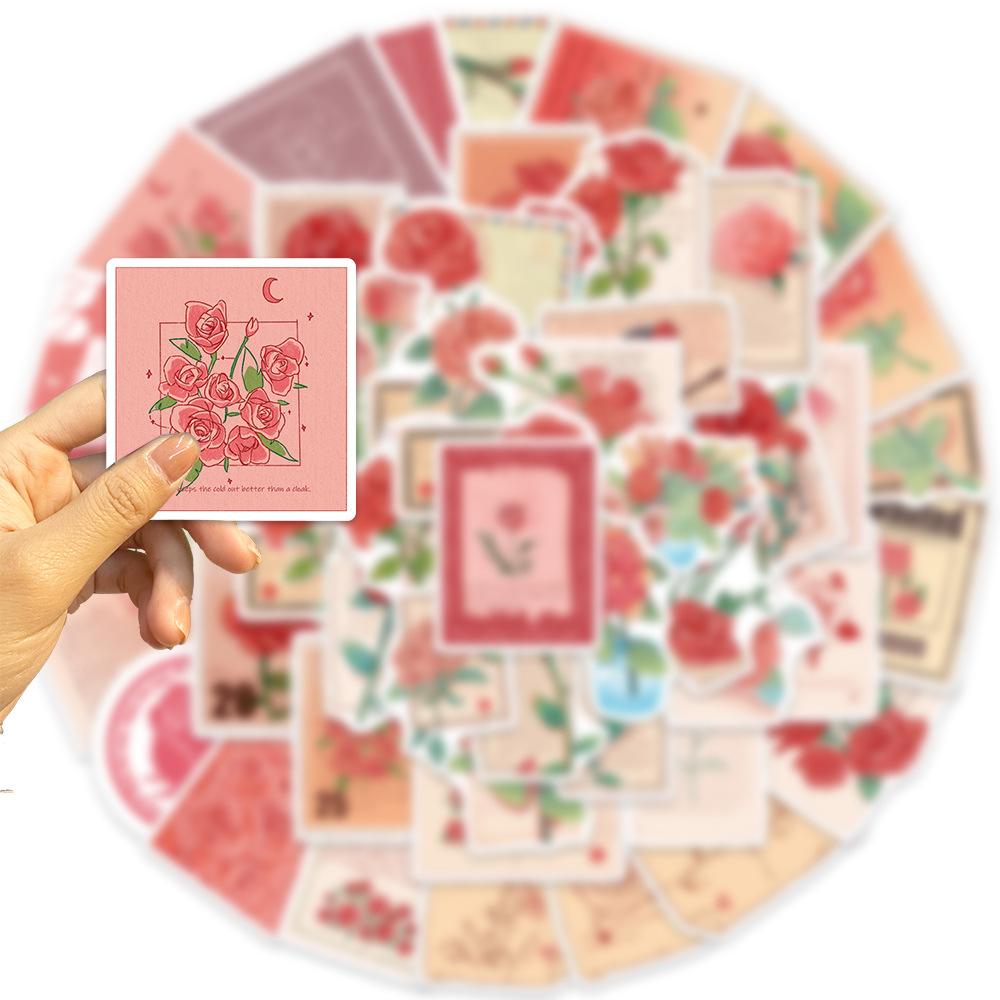 50 Cartoons Gifts for People with Roses and Graffiti Stickers Personalized Decorative Guitar Notebook Suitcase DIY Waterproof Stickers