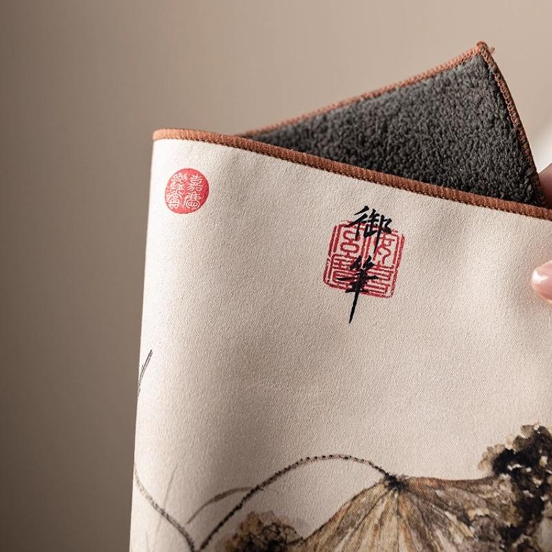 Chinese style national style thickened absorbent cotton lint tea towel tablecloth pot towel tea table thermal insulation pad