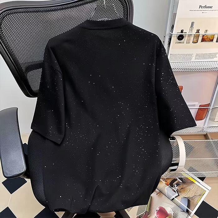 Summer 2025 Starry Sky Baby's Breath Sequin Loose T-Shirt