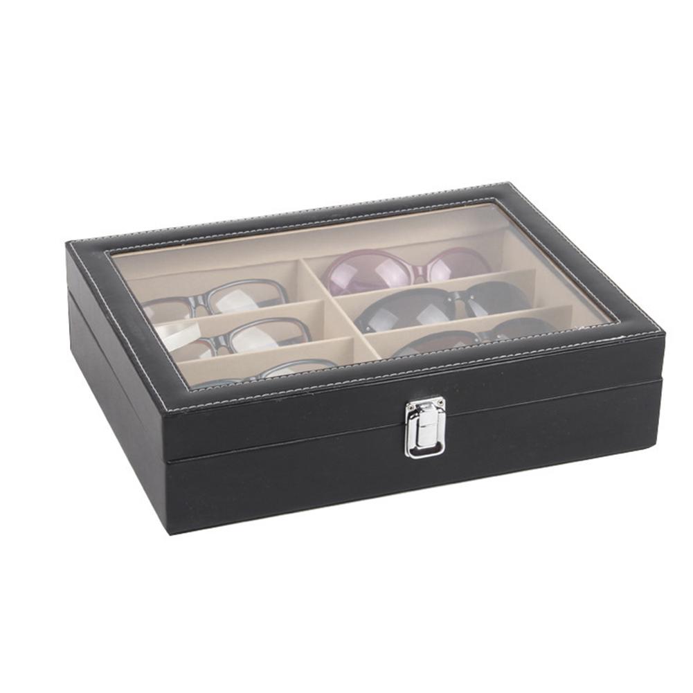8-Grid Eye Glasses Case Eyewear Sunglasses Display Storage Box Holder Organizer Glasses Container with Clear Lid