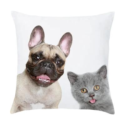 Niedlicher Hund Katze Haustier Serie Gedrucktes Muster Kissenbezug Zuhause Wohnzimmer Sofa Dekoration Quadratisches Kissen
