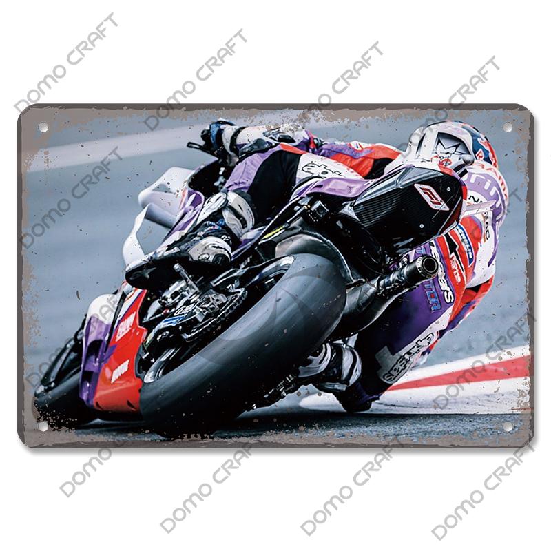 Motorcycle Racing Poster Vintage Metal Plate Racer Athlete Metal Tin Signs Retro Wall Decor Club Pub Bar Man Cave