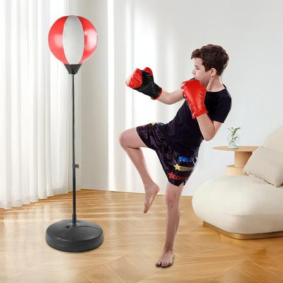 Saco de Pancada Autoportante Bola de Boxe Treino Esportes de MMA com Luvas e Tapete Altura Ajustável 125-145cm para Maiores de 13 Anos
