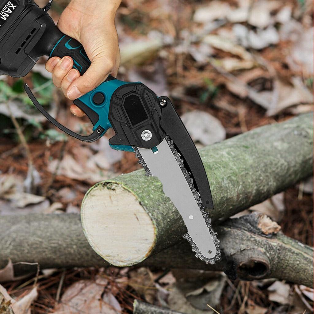 8Inches 388VF 3000W Variable Speed Rechargeable Woodworking Tools With 2Battery Brushless Mini Electric Chain Saw